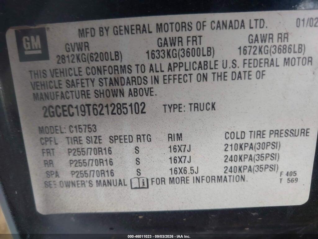 2GCEC19T621285102 2002 CHEVROLET SILVERADO 1500 photo no. 9