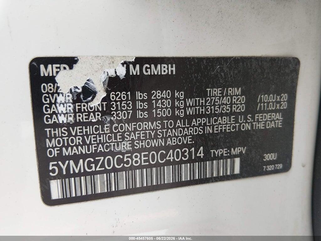 5YMGZ0C58E0C40314 2014 BMW X6 M photo no. 9
