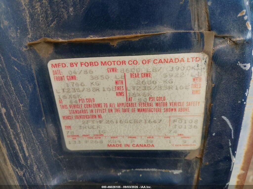 2FTHF2616GCB21647 1986 FORD F250 photo no. 9