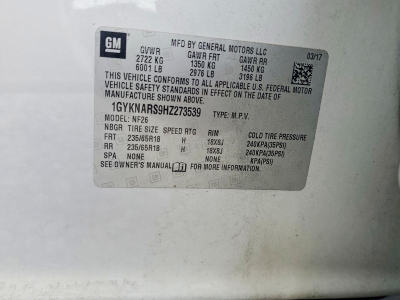 1GYKNARS9HZ273539 2017 CADILLAC XT5 photo no. 12