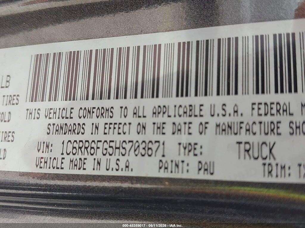 1C6RR6FG5HS703671 2017 RAM 1500 photo no. 9