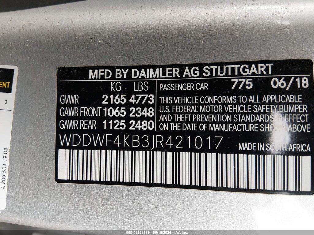 WDDWF4KB3JR421017 2018 MERCEDES-BENZ C 300 photo no. 9