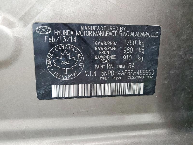 5NPDH4AE6EH489963 2014 HYUNDAI ELANTRA photo no. 12