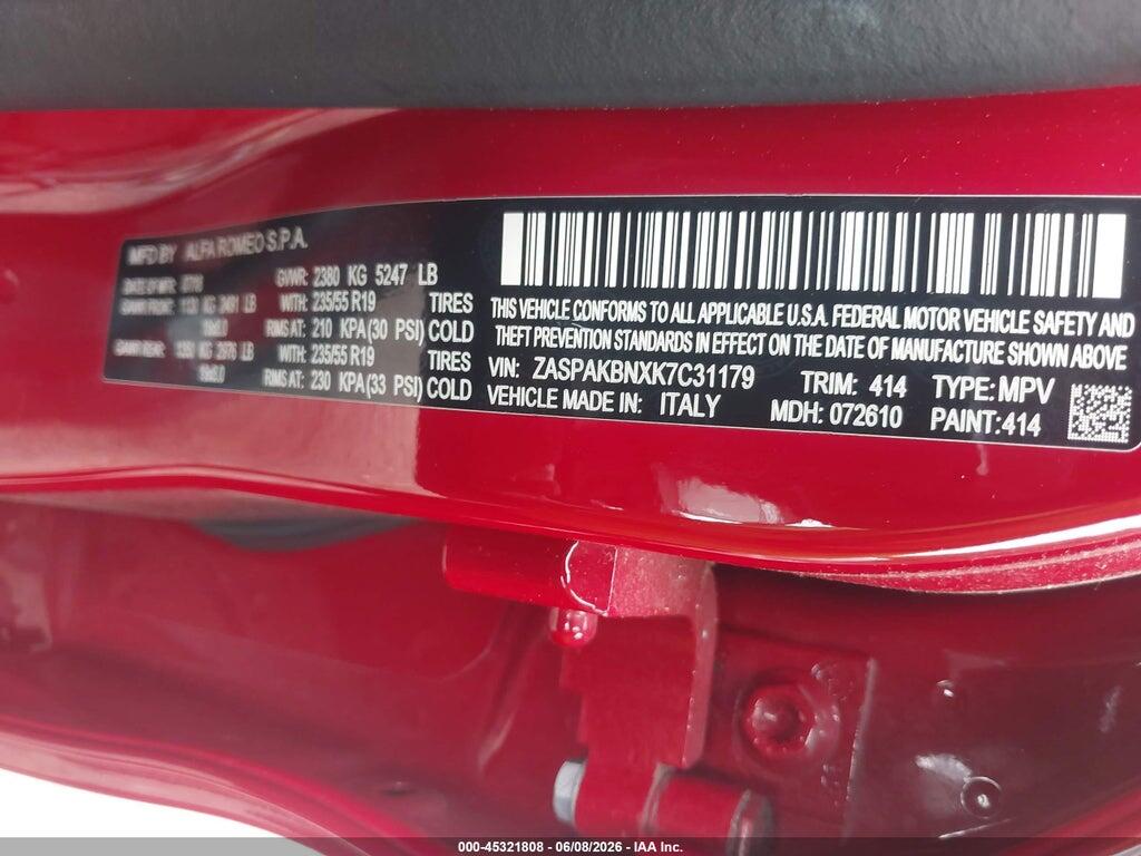 ZASPAKBNXK7C31179 2019 ALFA ROMEO STELVIO photo no. 9