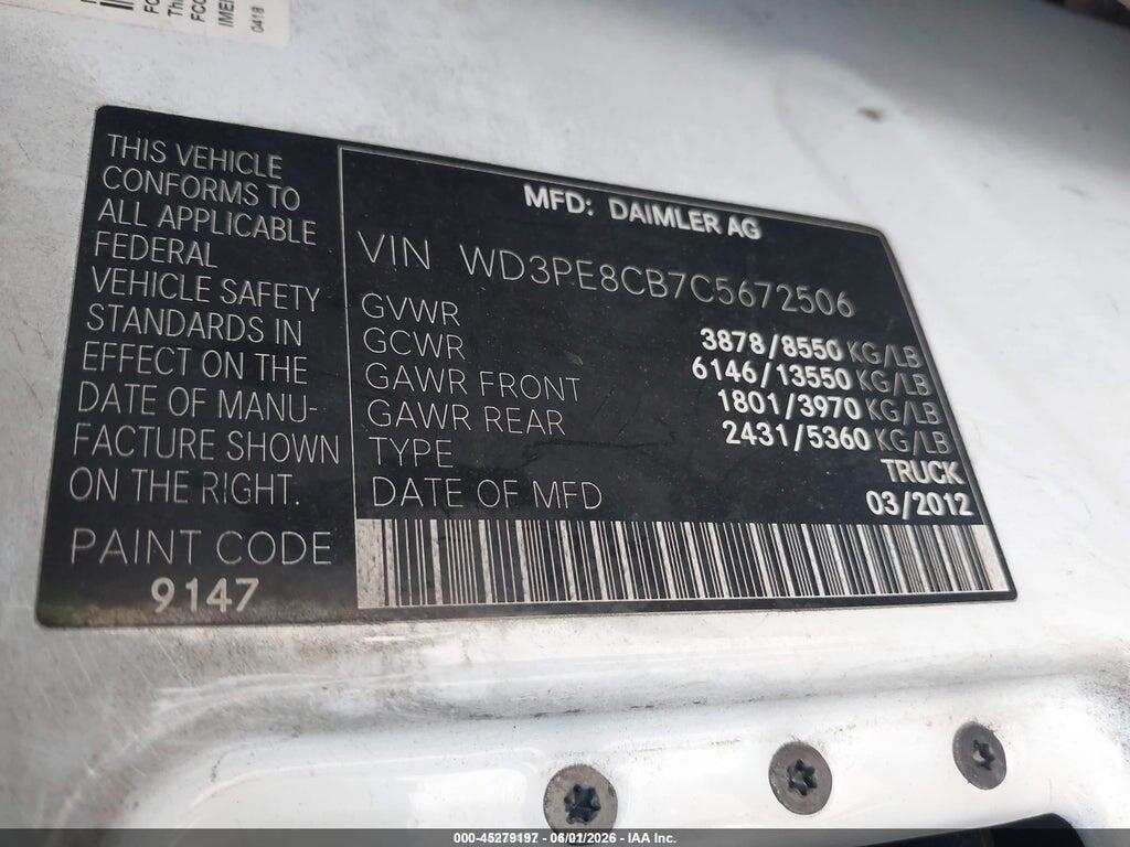 WD3PE8CB7C5672506 2012 MERCEDES-BENZ SPRINTER 2500 photo no. 9