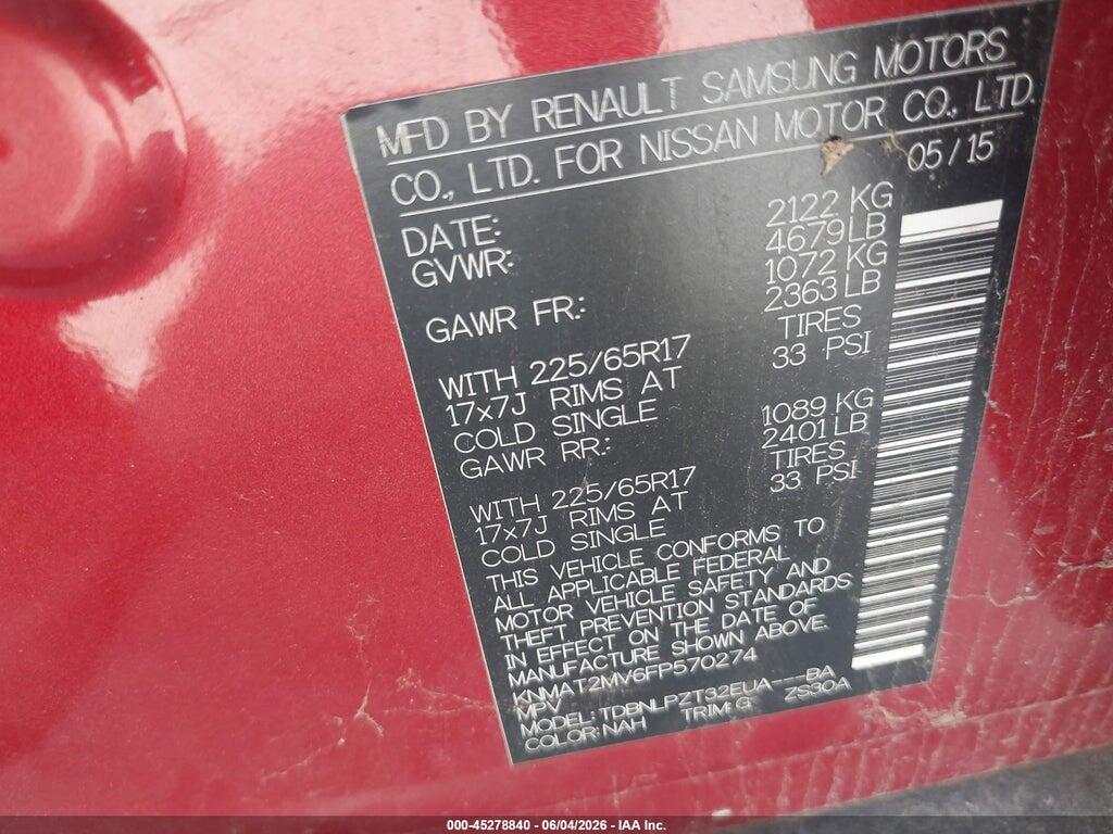 KNMAT2MV6FP570274 2015 NISSAN ROGUE photo no. 9