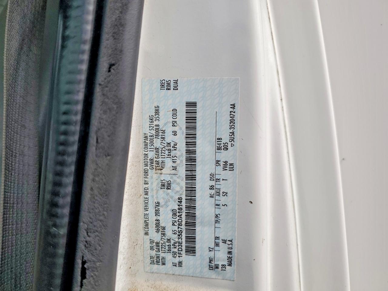 2008 FORD ECONOLINE E350 SUPER DUTY CUTAWAY VAN — Фото 13 из 13