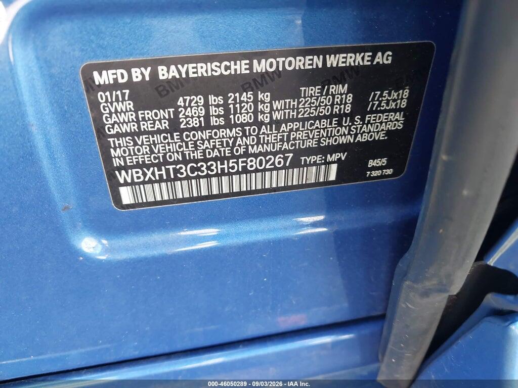 WBXHT3C33H5F80267 2017 BMW X1 photo no. 9