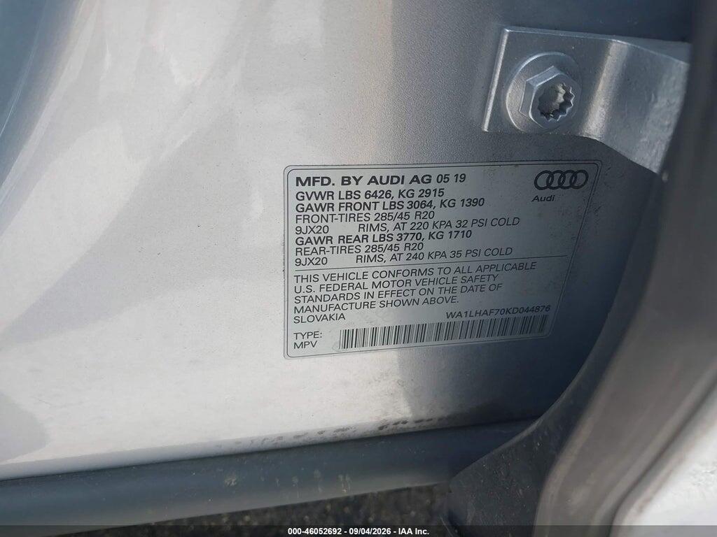 WA1LHAF70KD044876 2019 AUDI Q7 photo no. 9