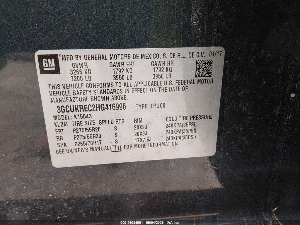 3GCUKREC2HG416996 2017 CHEVROLET SILVERADO 1500 photo no. 9