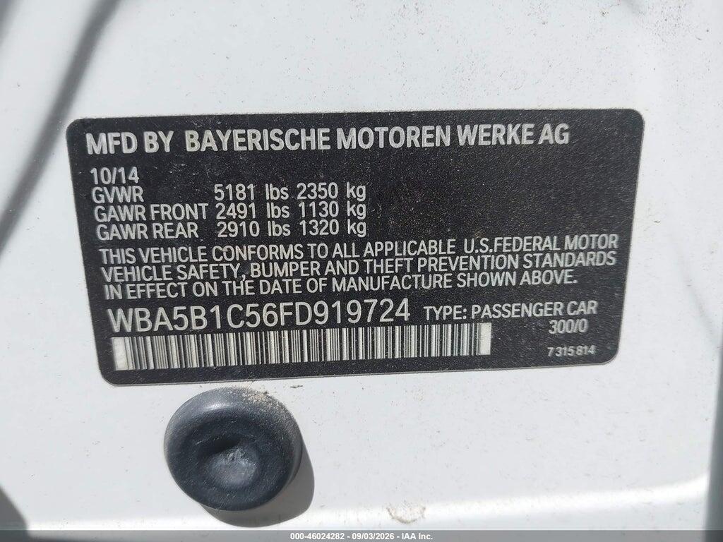 WBA5B1C56FD919724 2015 BMW 535I photo no. 9