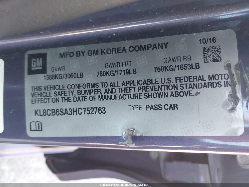 KL8CB6SA3HC752763 2017 CHEVROLET SPARK photo no. 9