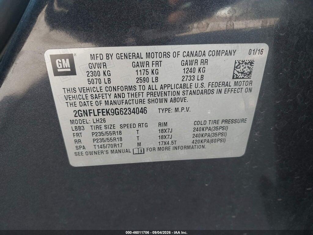 2GNFLFEK9G6234046 2016 CHEVROLET EQUINOX photo no. 9