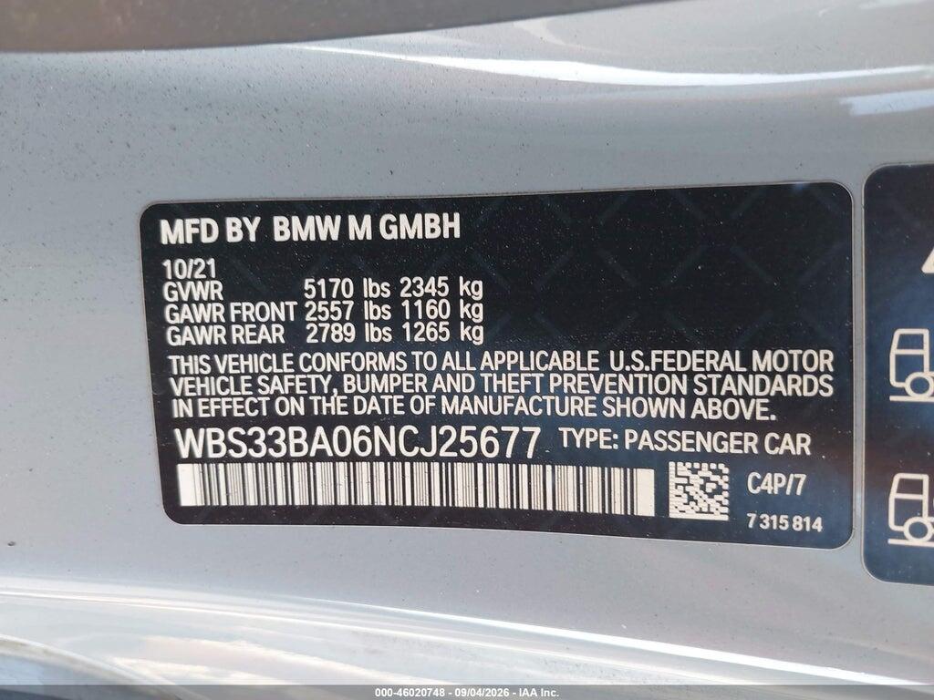 WBS33BA06NCJ25677 2022 BMW M4 photo no. 9