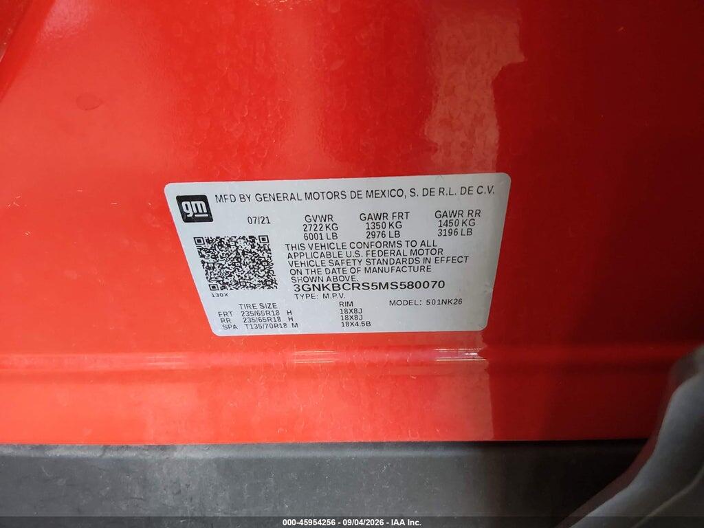 3GNKBCRS5MS580070 2021 CHEVROLET BLAZER photo no. 9