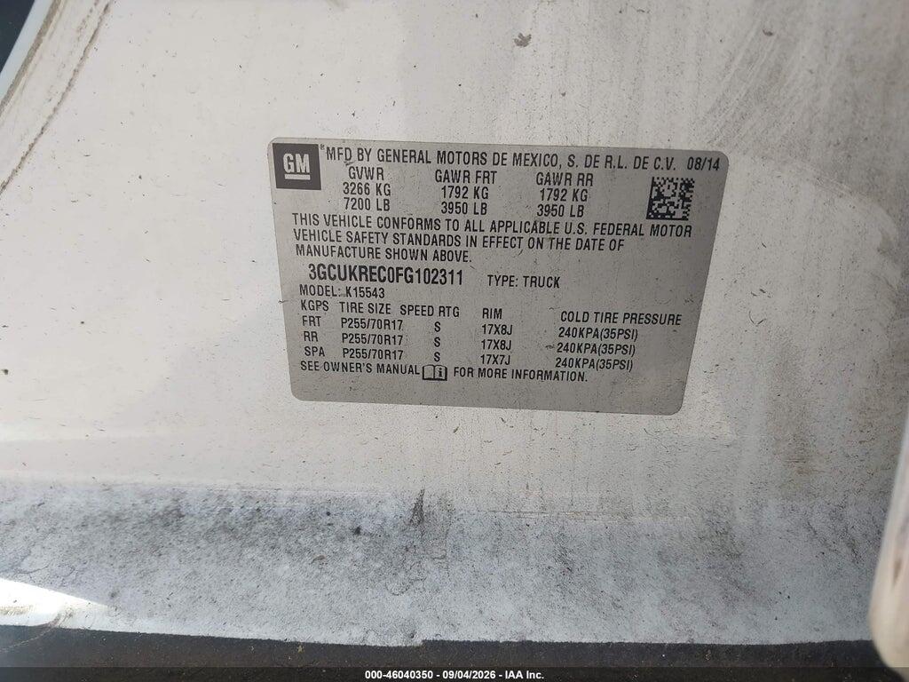 3GCUKREC0FG102311 2015 CHEVROLET SILVERADO 1500 photo no. 9