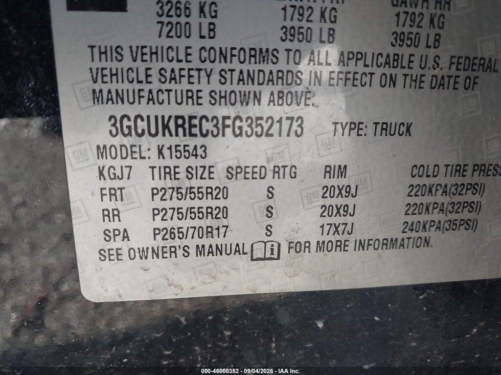 3GCUKREC3FG352173 2015 CHEVROLET SILVERADO 1500 photo no. 9