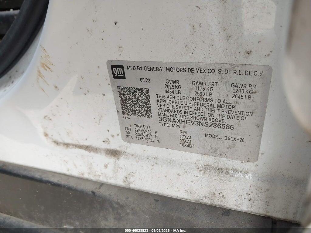 3GNAXHEV3NS236586 2022 CHEVROLET EQUINOX photo no. 9