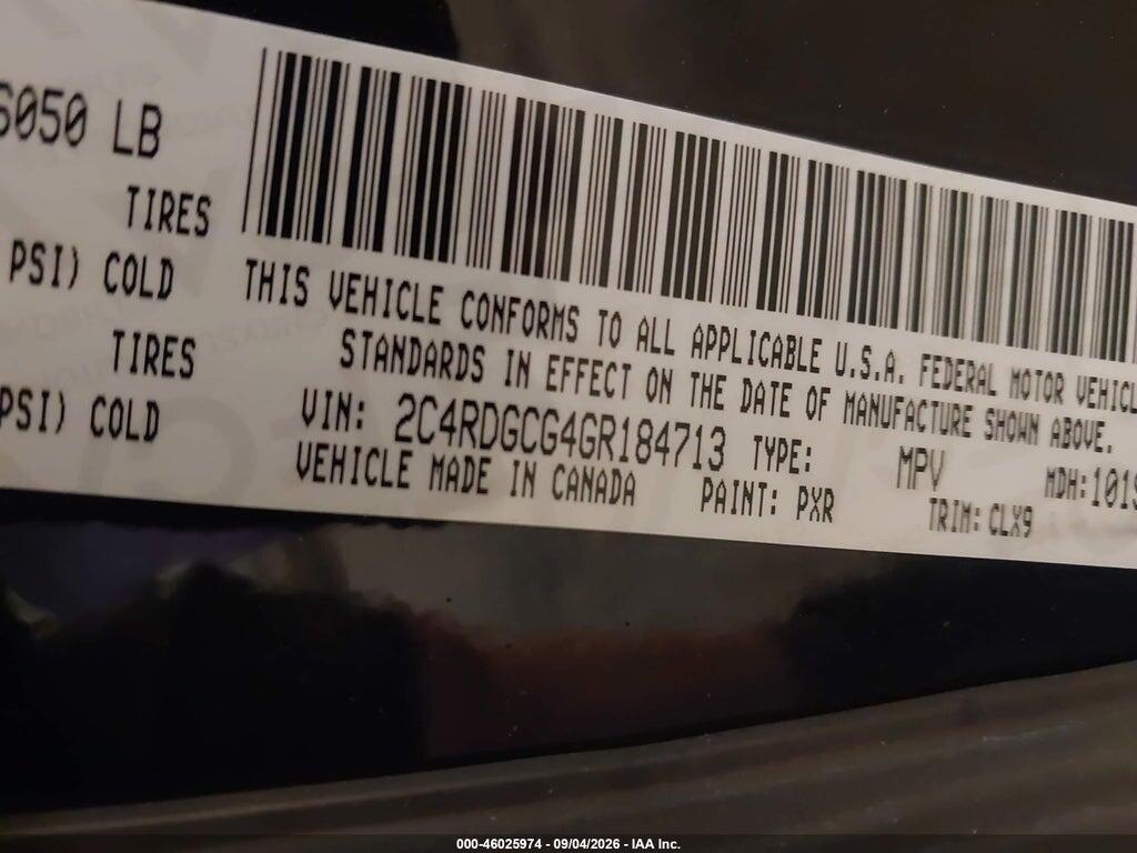2C4RDGCG4GR184713 2016 DODGE GRAND CARAVAN photo no. 9