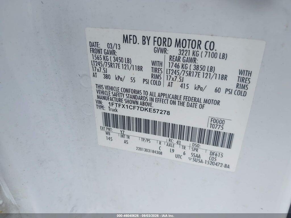 1FTFX1CF7DKE57278 2013 FORD F-150 photo no. 9