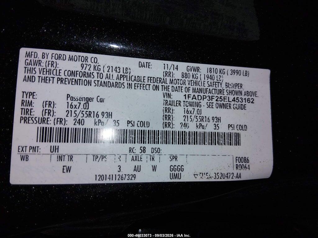 1FADP3F25EL453162 2014 FORD FOCUS photo no. 9