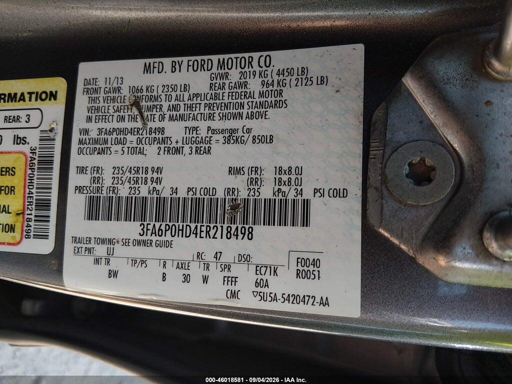 3FA6P0HD4ER218498 2014 FORD FUSION photo no. 9