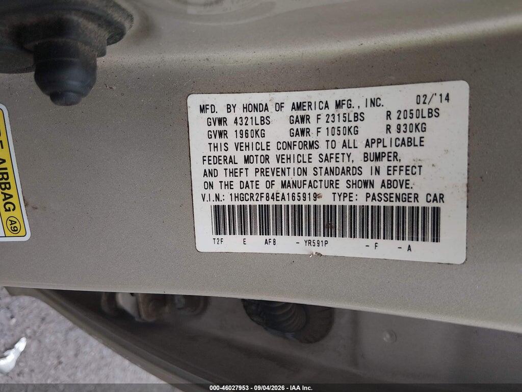1HGCR2F84EA165919 2014 HONDA ACCORD photo no. 9
