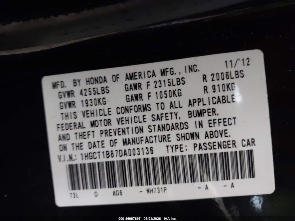 1HGCT1B87DA003136 2013 HONDA ACCORD photo no. 9