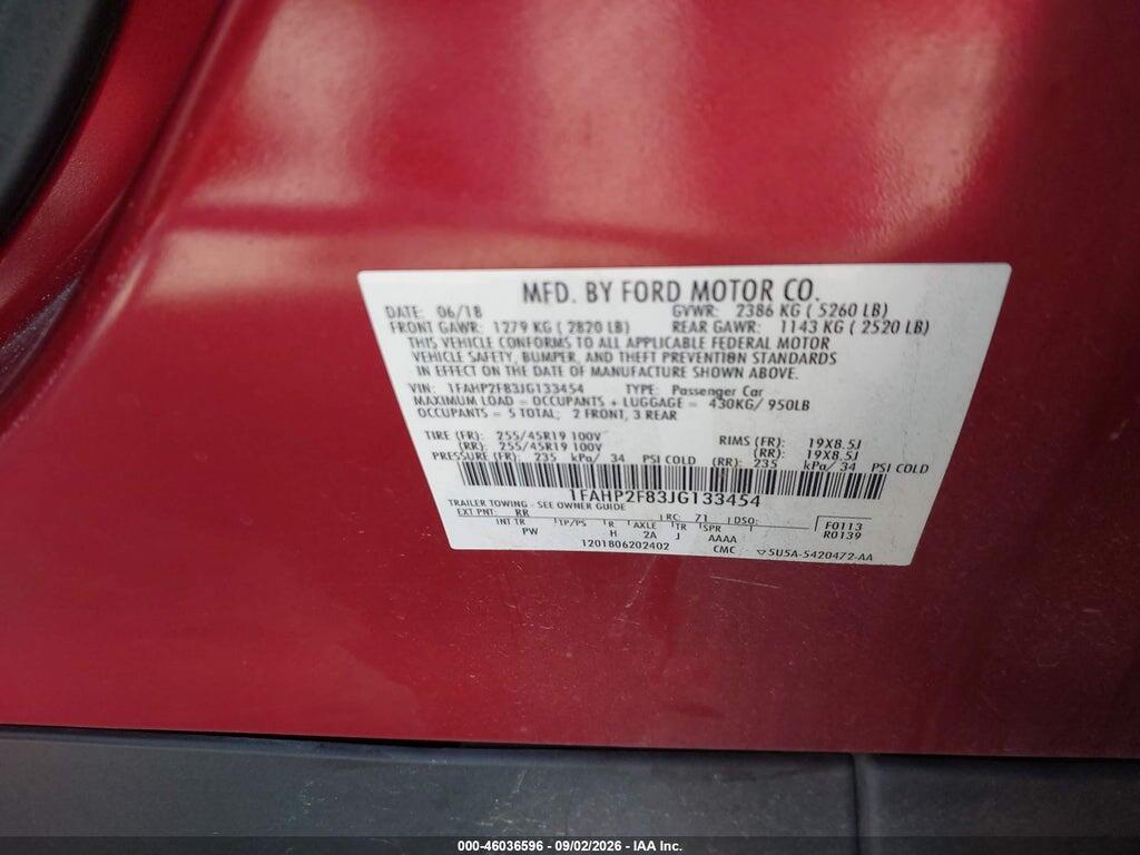 1FAHP2F83JG133454 2018 FORD TAURUS photo no. 9