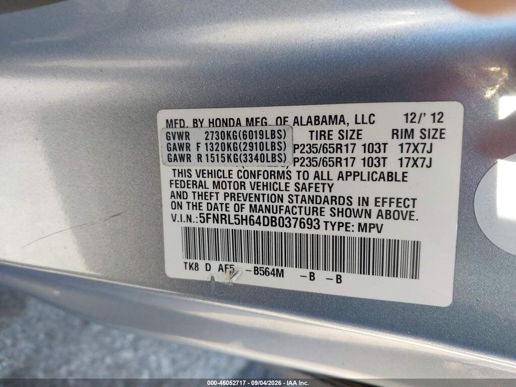 5FNRL5H64DB037693 2013 HONDA ODYSSEY photo no. 9