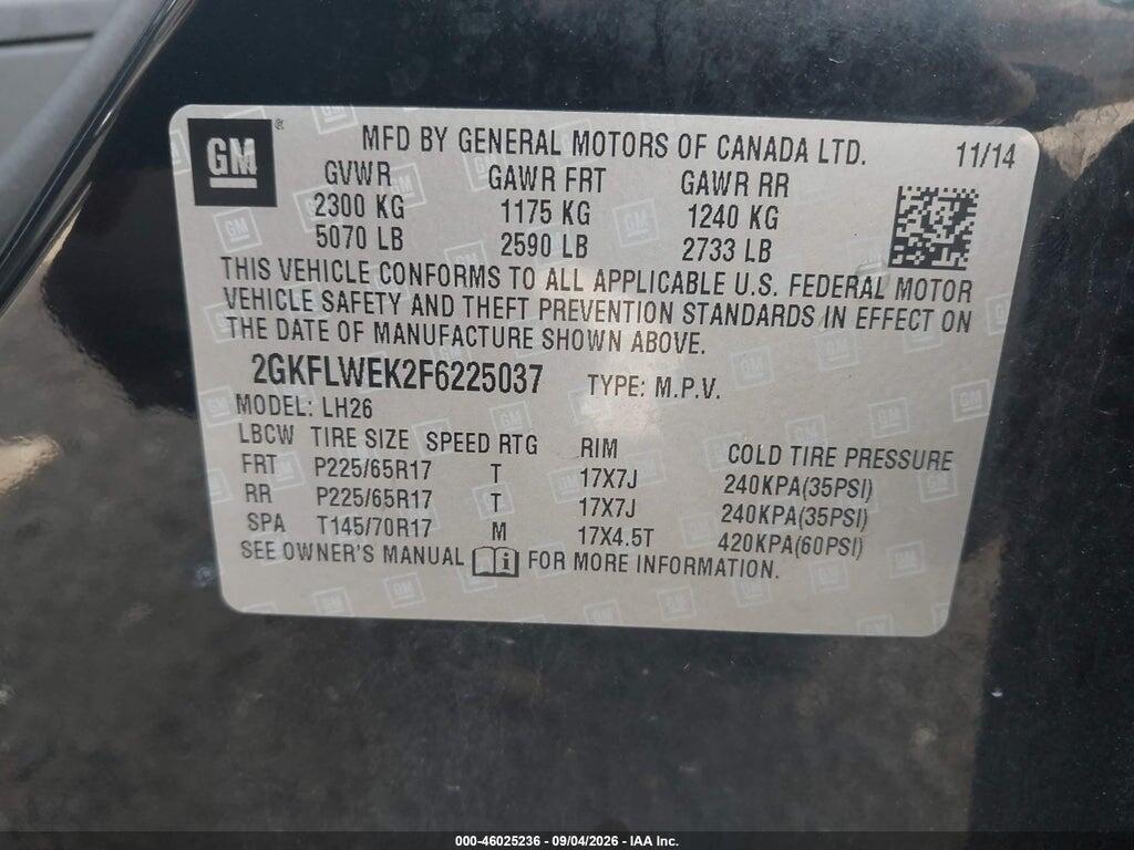 2GKFLWEK2F6225037 2015 GMC TERRAIN photo no. 9