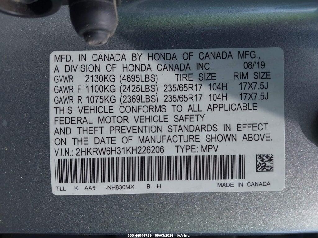 2HKRW6H31KH226206 2019 HONDA CR-V photo no. 9