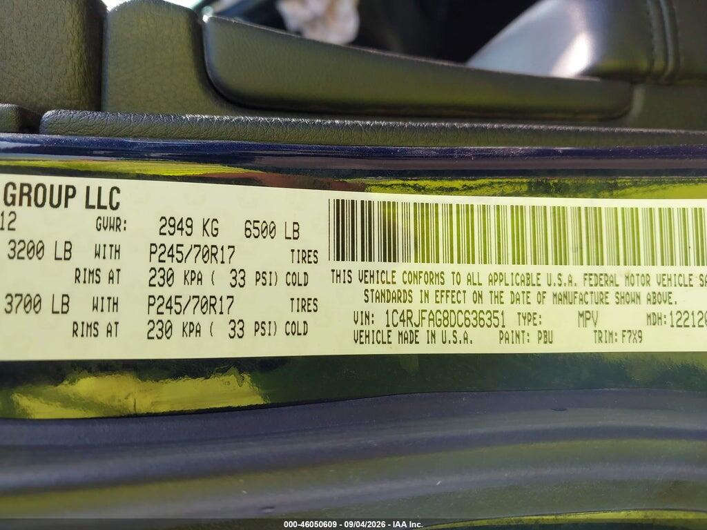 1C4RJFAG8DC636351 2013 JEEP GRAND CHEROKEE photo no. 9