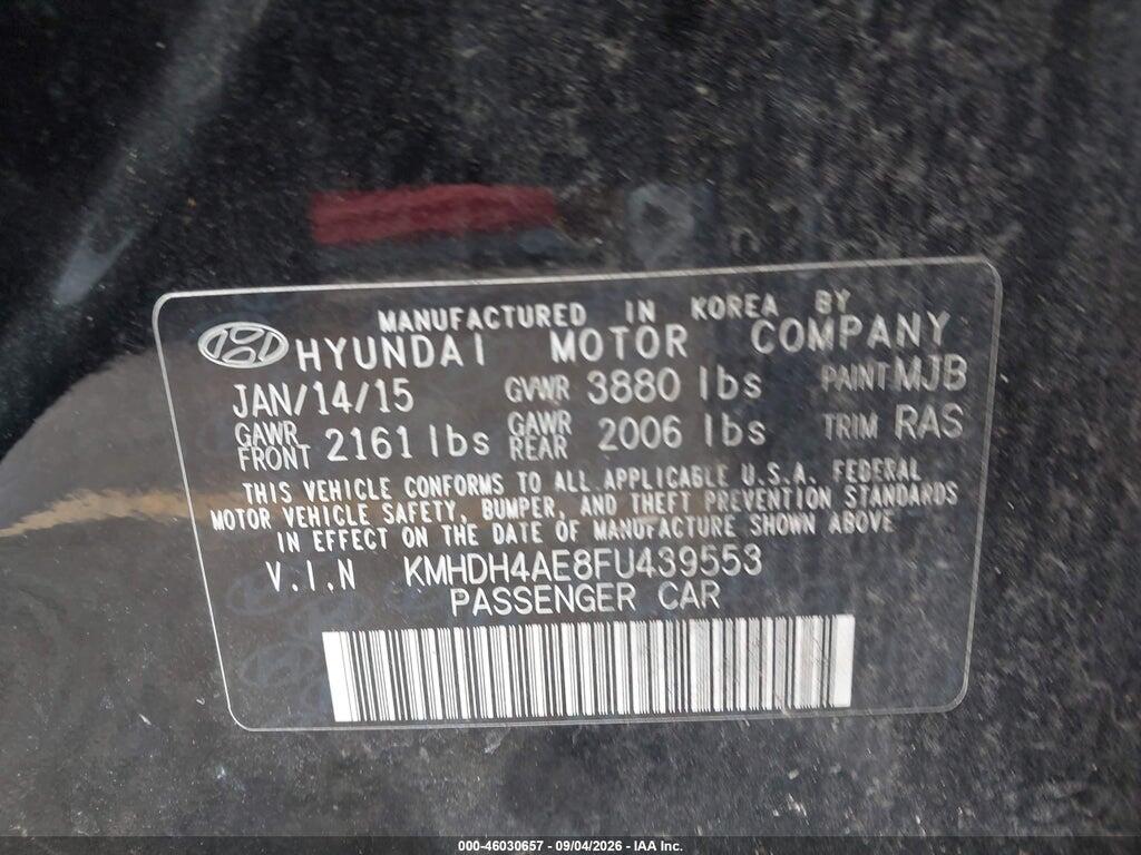 KMHDH4AE8FU439553 2015 HYUNDAI ELANTRA photo no. 9