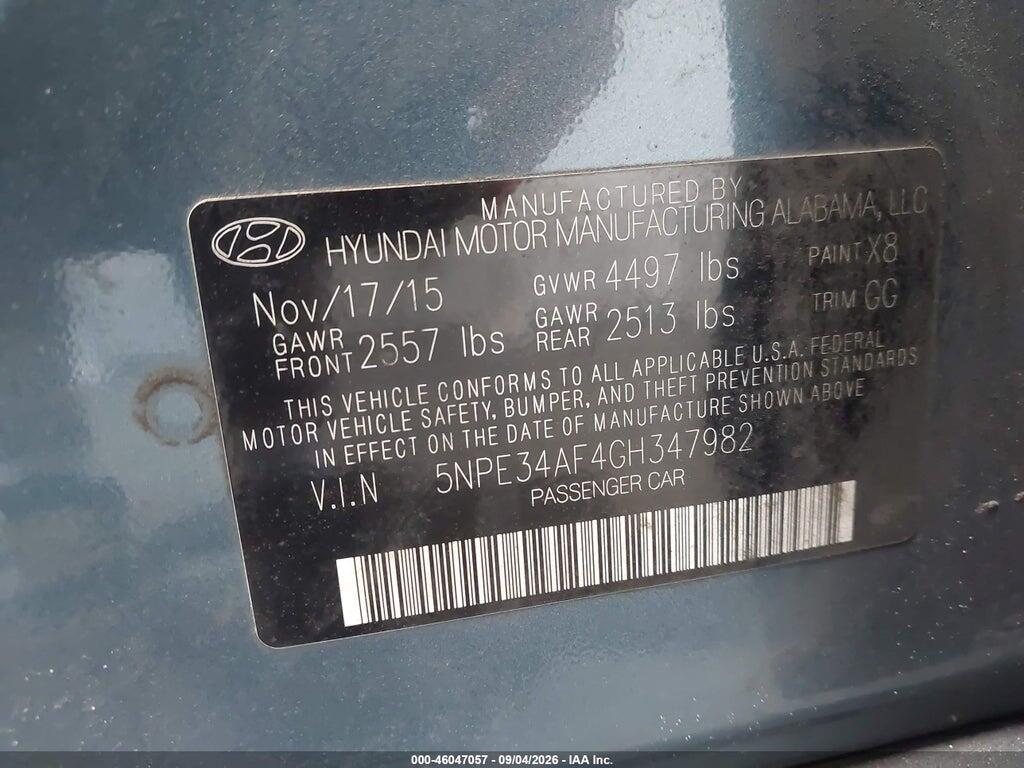 5NPE34AF4GH347982 2016 HYUNDAI SONATA photo no. 9