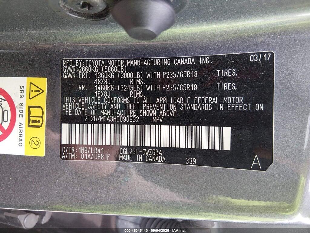 2T2BZMCA3HC090932 2017 LEXUS RX 350 photo no. 9