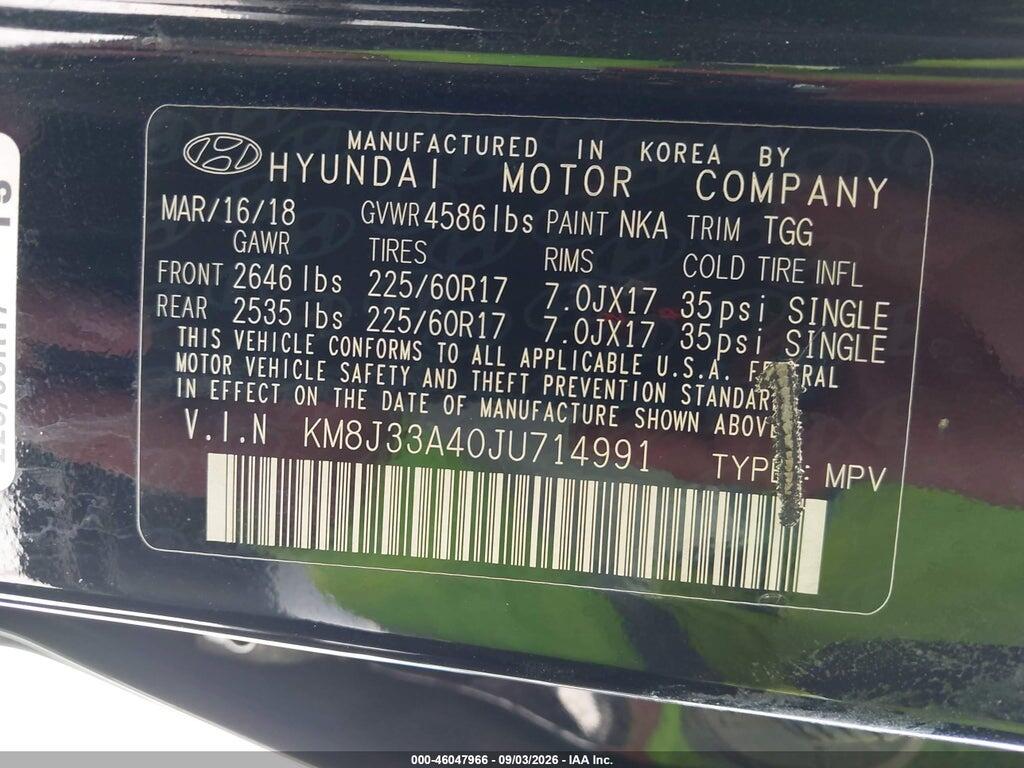 KM8J33A40JU714991 2018 HYUNDAI TUCSON photo no. 9