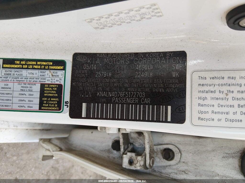 KNALN4D76F5172703 2015 KIA CADENZA photo no. 9
