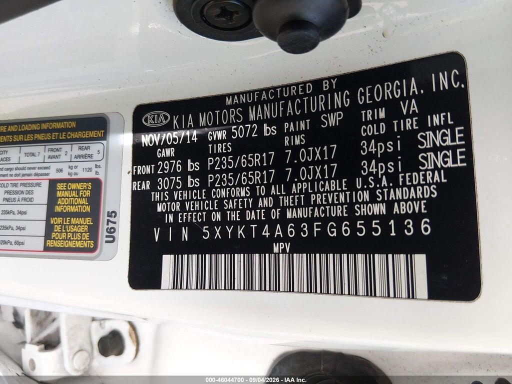5XYKT4A63FG655136 2015 KIA SORENTO photo no. 9