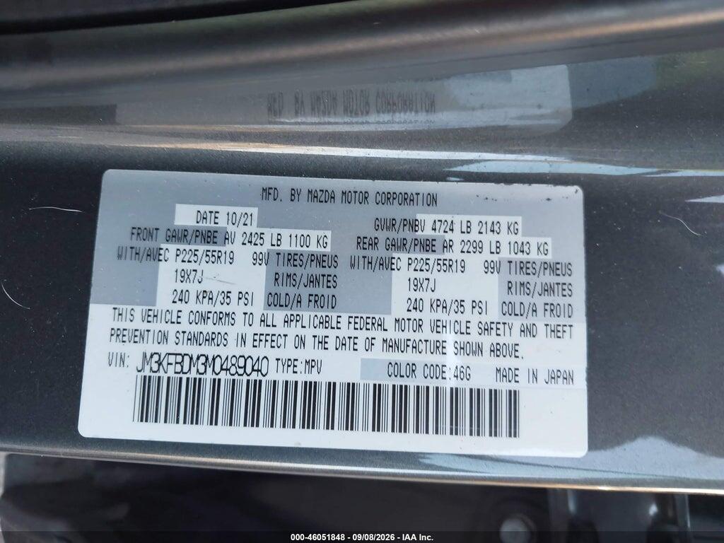 JM3KFBDM3M0489040 2021 MAZDA CX-5 photo no. 9