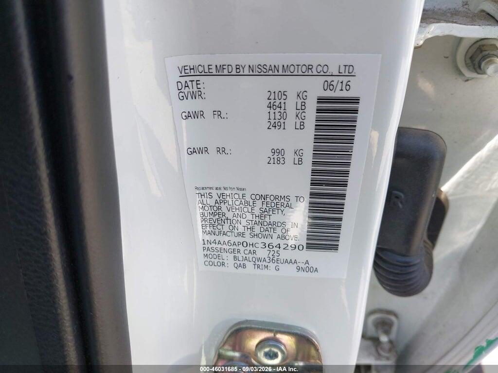 1N4AA6AP0HC364290 2017 NISSAN MAXIMA photo no. 9