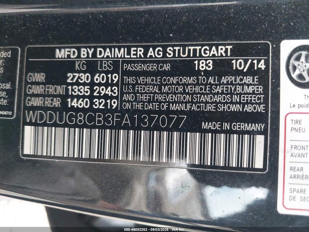 WDDUG8CB3FA137077 2015 MERCEDES-BENZ S 550 photo no. 9