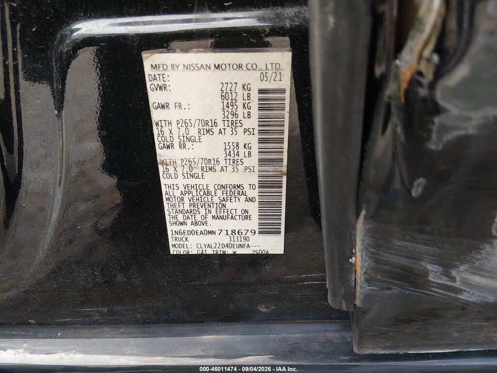 1N6ED0EA0MN718679 2021 NISSAN FRONTIER photo no. 9