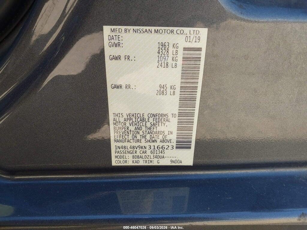 1N4BL4BV9KN316623 2019 NISSAN ALTIMA photo no. 9