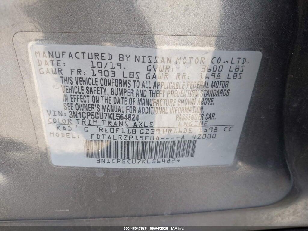 3N1CP5CU7KL564824 2019 NISSAN KICKS photo no. 9