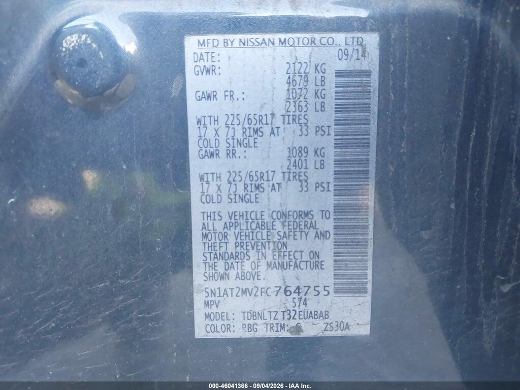 5N1AT2MV2FC764755 2015 NISSAN ROGUE photo no. 9