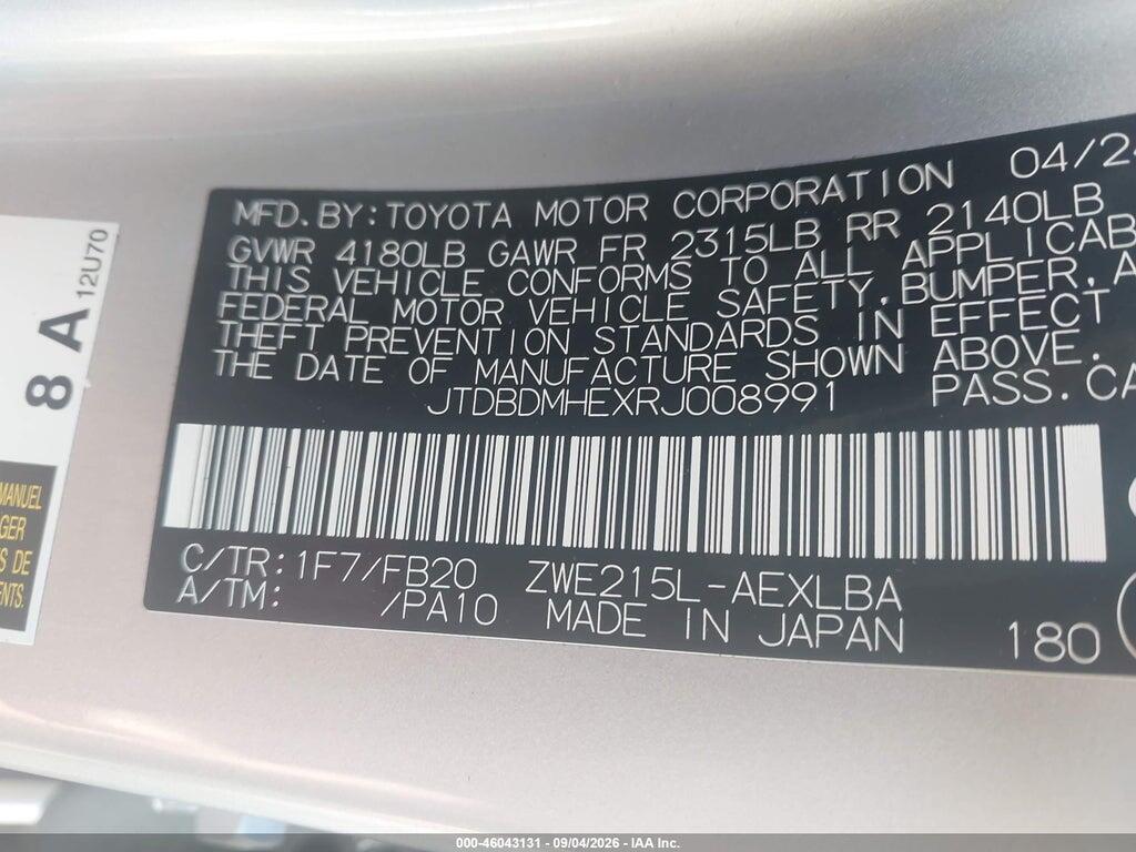 JTDBDMHEXRJ008991 2024 TOYOTA COROLLA photo no. 9