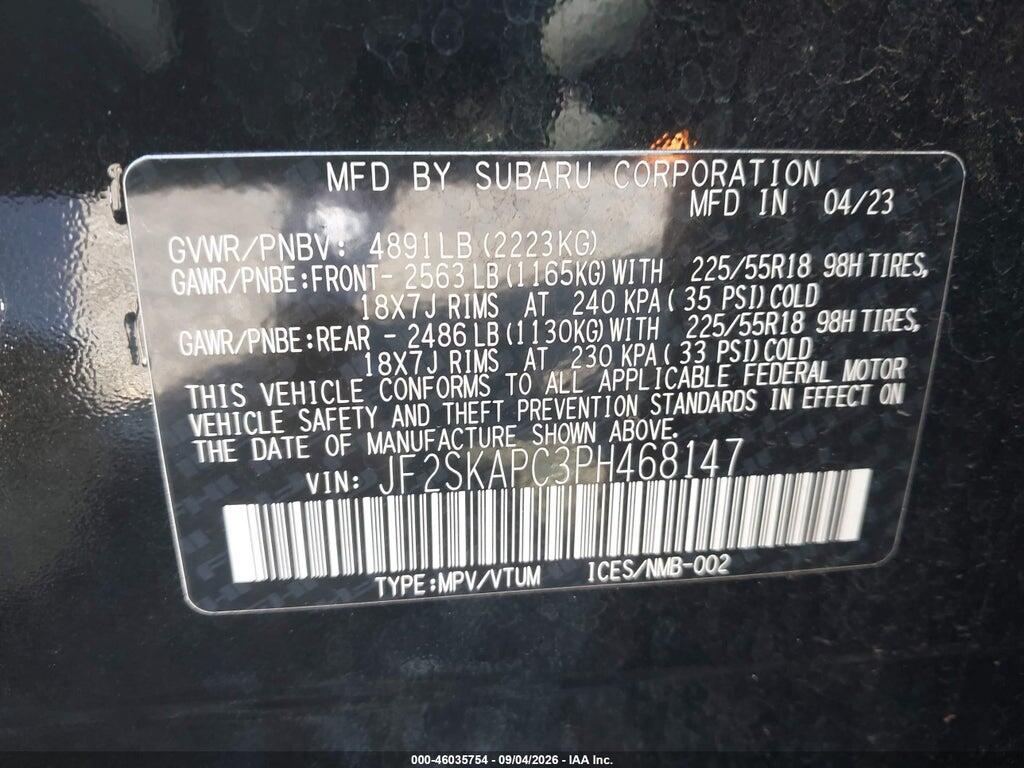 JF2SKAPC3PH468147 2023 SUBARU FORESTER photo no. 9