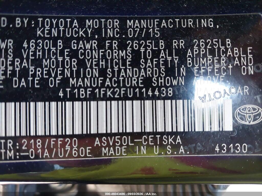4T1BF1FK2FU114438 2015 TOYOTA CAMRY photo no. 9