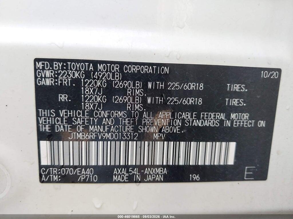 JTMB6RFV9MD013312 2021 TOYOTA RAV4 HYBRID photo no. 9